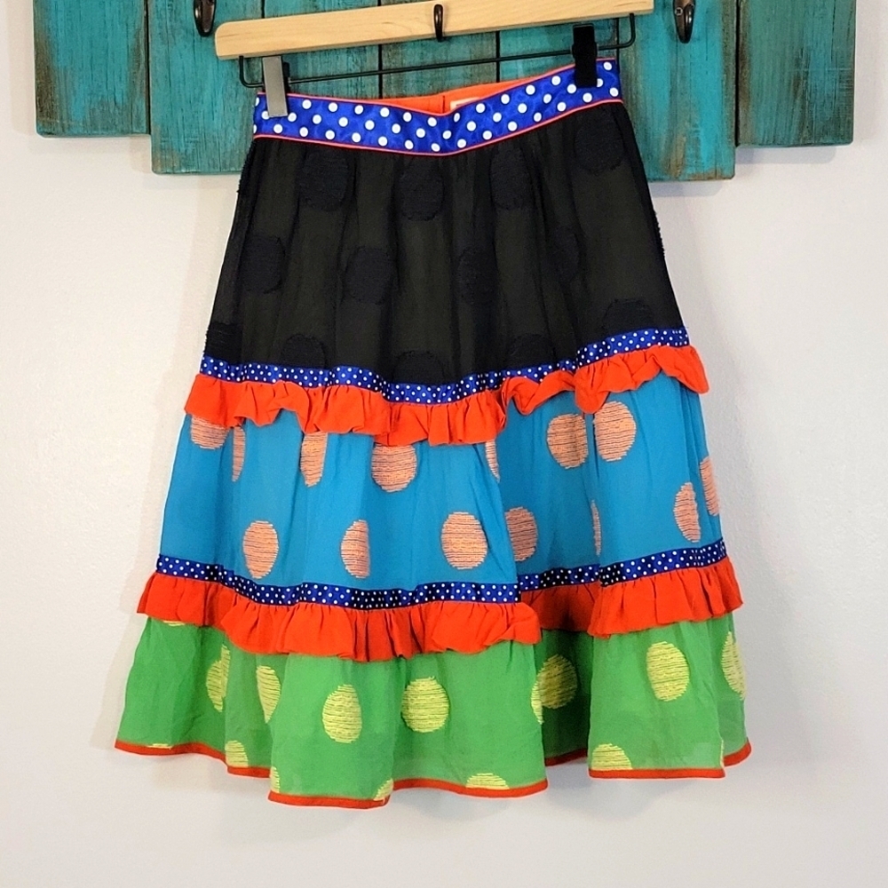 Eley Kishimoto silk blend ruffle embroidered polka dot skirt